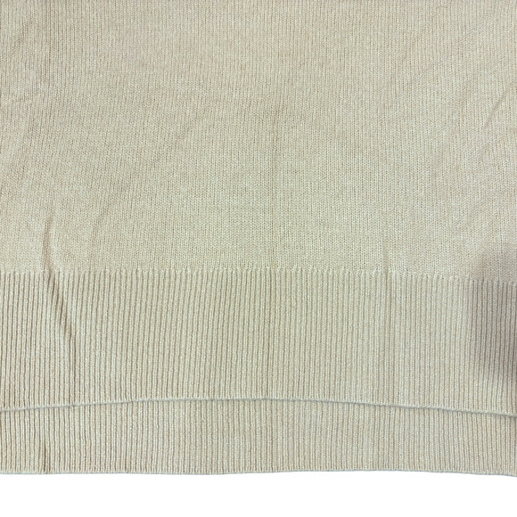 Bloomingdale's 100% Cashmere Knit Ivory Short Sleeve Sweater Women's Extra Small - Picture 8 of 13